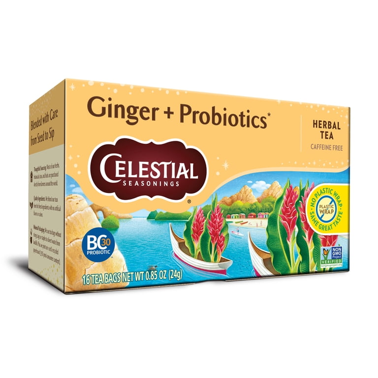 Celestial Seasonings Ginger Probiotics Caffeine-Free Herbal Tea