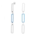 thumbnail image 4 of JewelStop Sterling Silver Polished Finish Blue Enamel Paperclip Drop Earrings with Push Back Clasp, 4 of 5