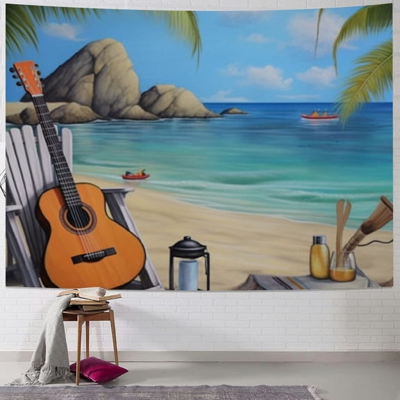 Creowell Beach Guitar Hammock Tapestry for Dorm Home Room Wall Decoration Bedroom Living Room Dorm Plush Fabric Multi-functional Wall Hanging Bedspread Tablecloth Dorm Decor Beach Shawl 40x30inch