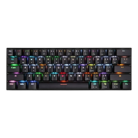 Motospeed Wireless Bluetooth/Wired 60% Mechanical Keyboard CK62 61 Keys Multi Color RGB LED Backlit Type-C Gaming/Office Keyboard for PC/Mac Gamer (Red Switch, Black)