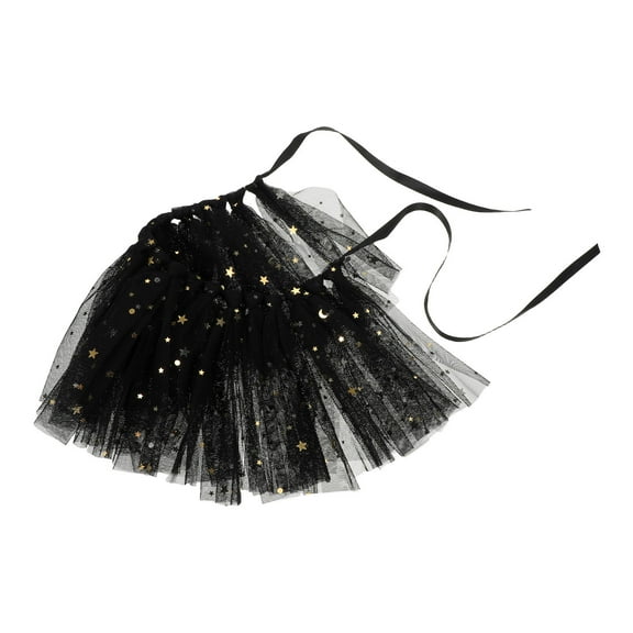Raindrops Black Dog Tutu Skirt Elegant Mesh Pet Costume for Celebrations and Parties Adjustable Fit  Size 0.3x12.5x18 inches