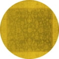 thumbnail image 1 of Ahgly Company Machine Washable Indoor Round Oriental Yellow Traditional Area Rugs, 3' Round, 1 of 4