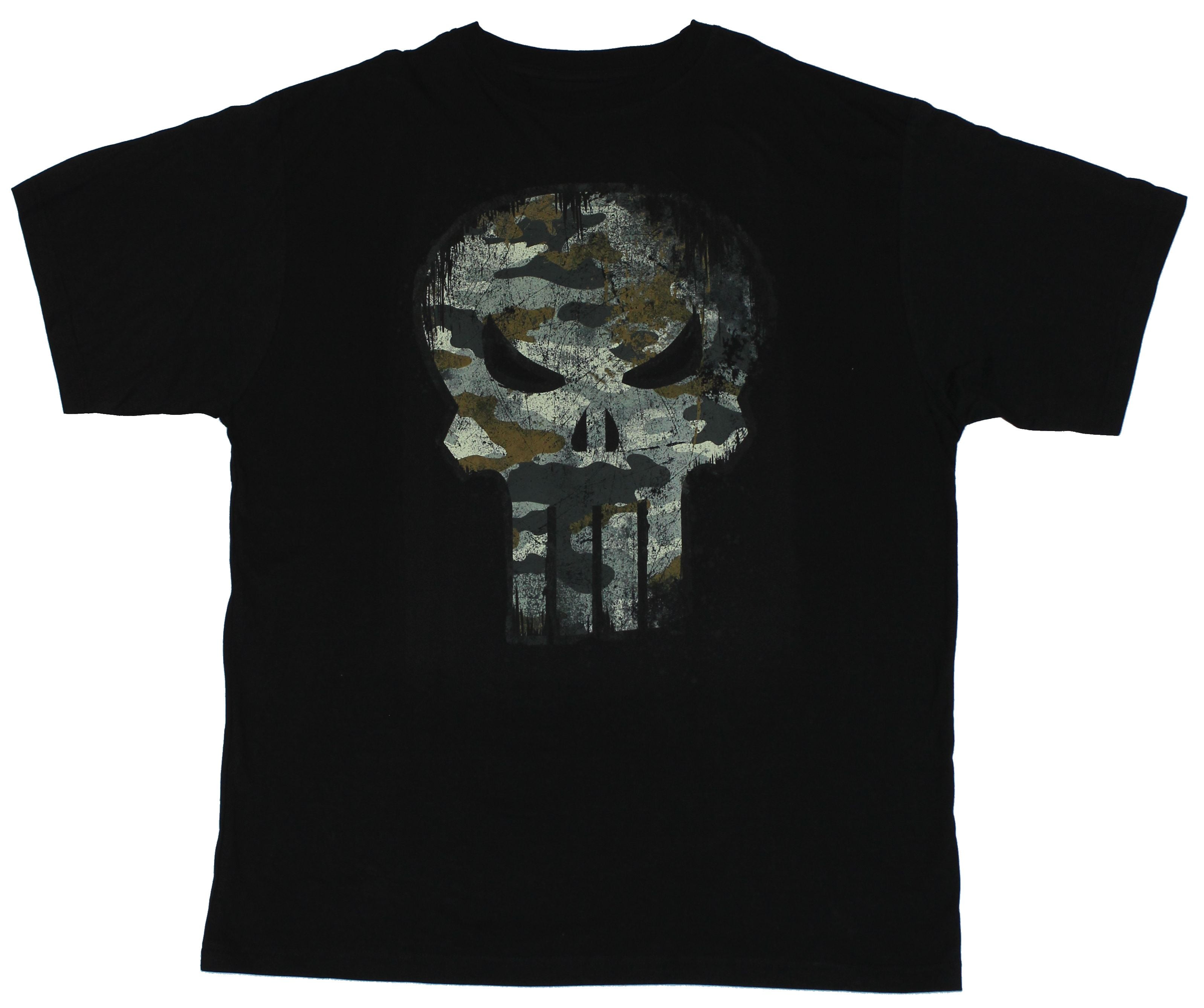The Punisher (Marvel Comics) Mens T-Shirt - Camo Filled Skull Logo ...