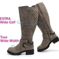 thumbnail image 3 of Love Steetly Women's Extra Wide Calf Knee High Boots, Quilted Tall Boots with Buckle Chain, Block Heel Side Zipper Non-Slip Winter Boots., 3 of 8