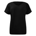 thumbnail image 6 of XIYON Womens T Shirts Ladies Solid Color V Neck Slit Tee Casual Short Sleeve Top Loose Fit Tshirts, 6 of 7