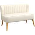 thumbnail image 1 of HOMCOM 46" Loveseat Upholstered, 2 Seater Couch with Wood Legs, Cream White, 1 of 10
