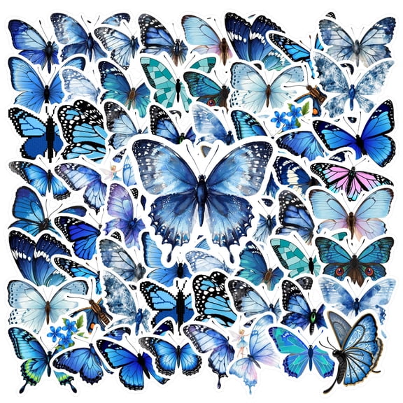 35pcs Elegant Butterfly Stickers Nature Blue Stickers Kids Stickers for Laptops Phones Suitcases