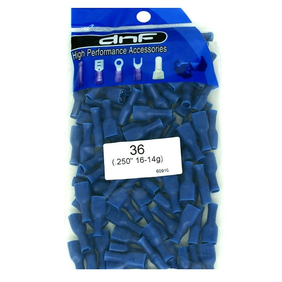 DNF 100 Pack 16-14 Gauge Blue Vinyl Fully Insulated Female Quick Disconnects .250"