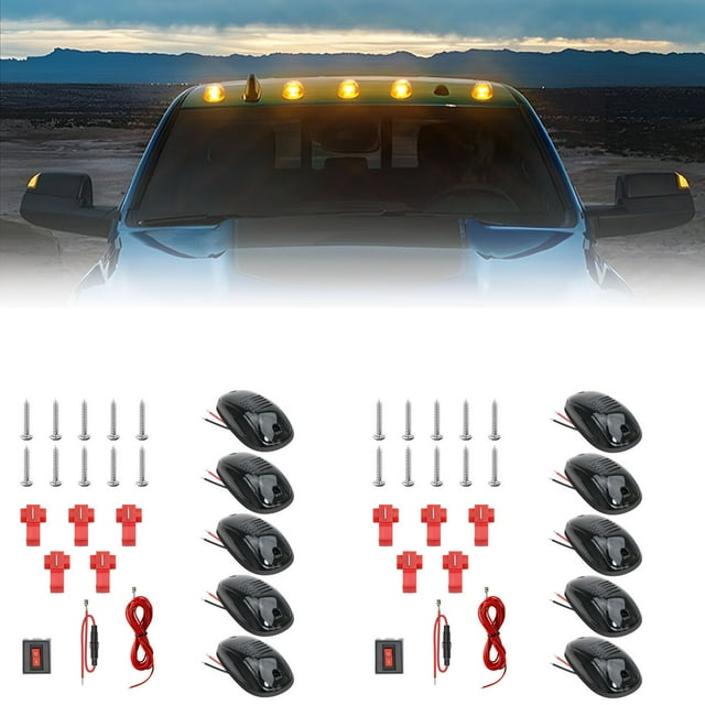 Sentmoon Marqueur de Toit de Camionnette 16 LED Cabine Haute Résistance Étanche Profil Bas Montage en Surface Durable Haute Visibilité pour Camions Remorques Tout-Terrain