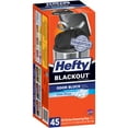 thumbnail image 1 of Hefty BlackOut 13 Gallon Clean Breeze Scent Drawstring Tall Kitchen Trash Bags, 45 Pack, 1 of 2