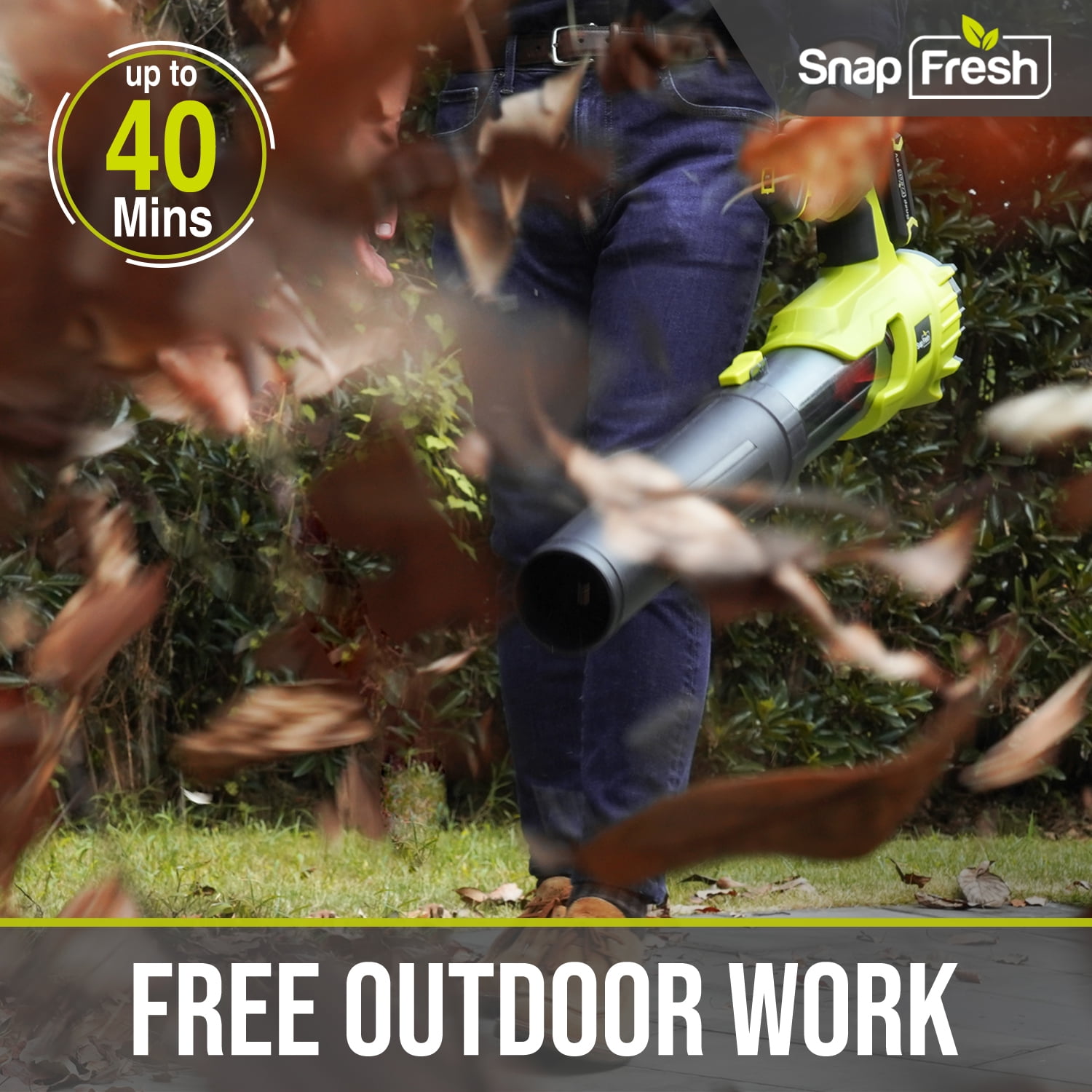 SnapFresh 20V Cordless Leaf Blower Brushless 120MPH 550CFM w/ 7+1 Speed 4.0Ah Battery & Charger