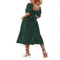 thumbnail image 3 of Women Dress Square Neck Short Puff Sleeve Ruffled Backless Swiss Dot Sundress, 3 of 6