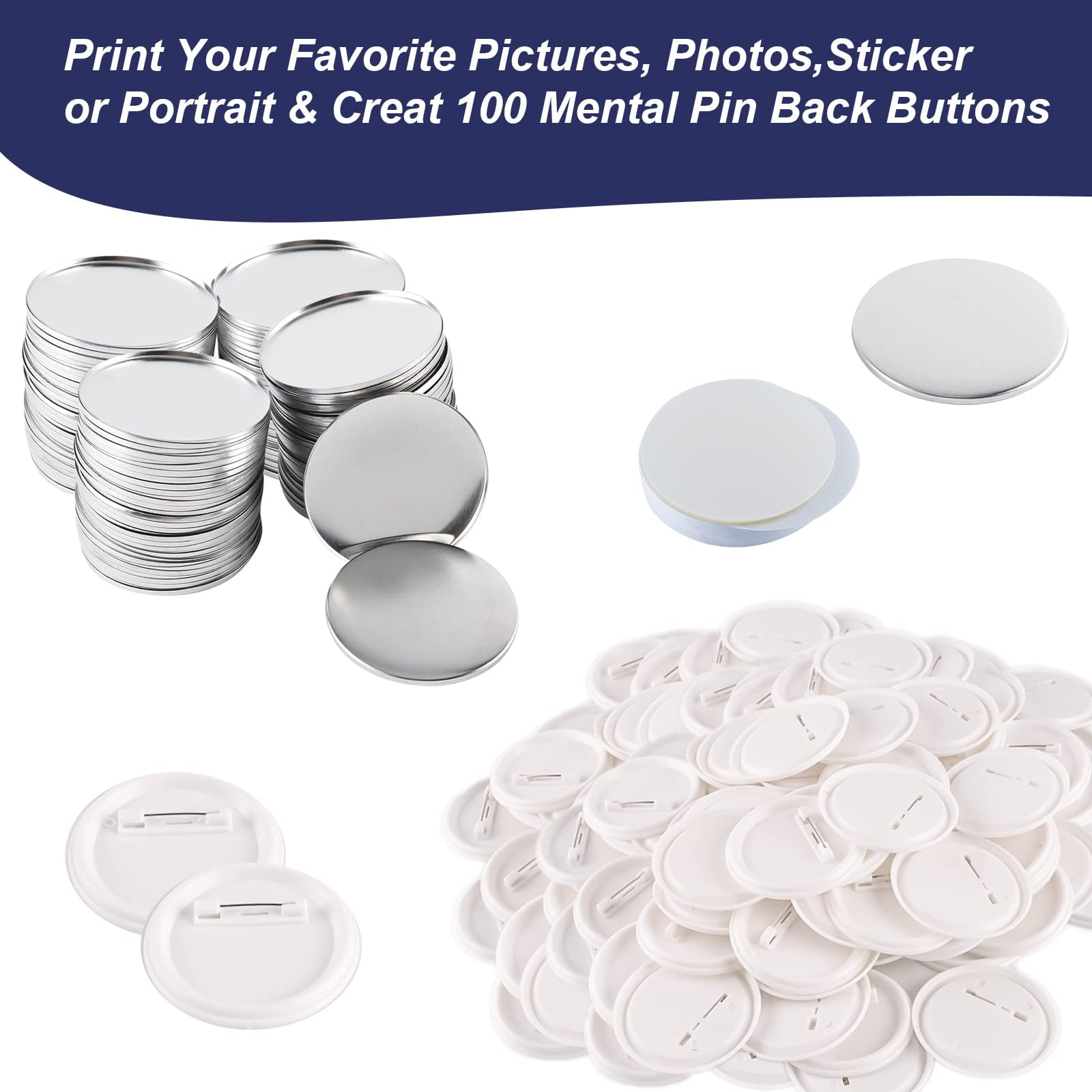  200 Sets 58mm/2.25 inch Blank Button Supplies Badges