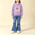thumbnail image 5 of LNMQLPDBS Girls Hoodie Set Toddler Cute Graphic Pullover and Flared Jean Kids Casual 2 Piece Set Sweatshirt with Denim Pants Matching Set for Outdoor School Daily Wear, 5 of 5