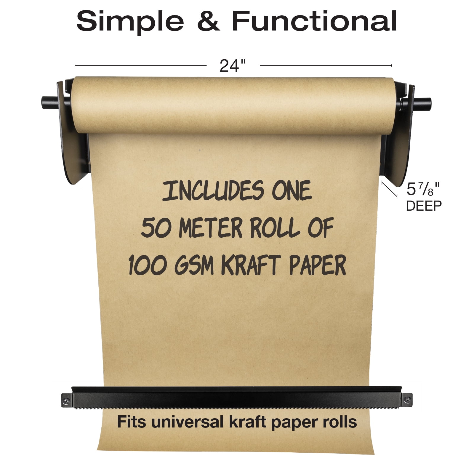 Wall mount paper dispenser kraft 60 inches cutting blade Duralov packing wrap 