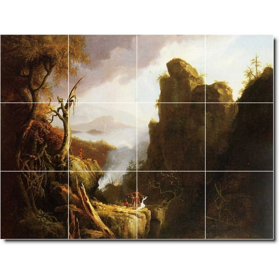 Ceramic Tile Mural-Thomas Cole Landscapes Painting 441. 17" w x 12.75" h using (12) 4.25 x 4.25 ceramic tiles