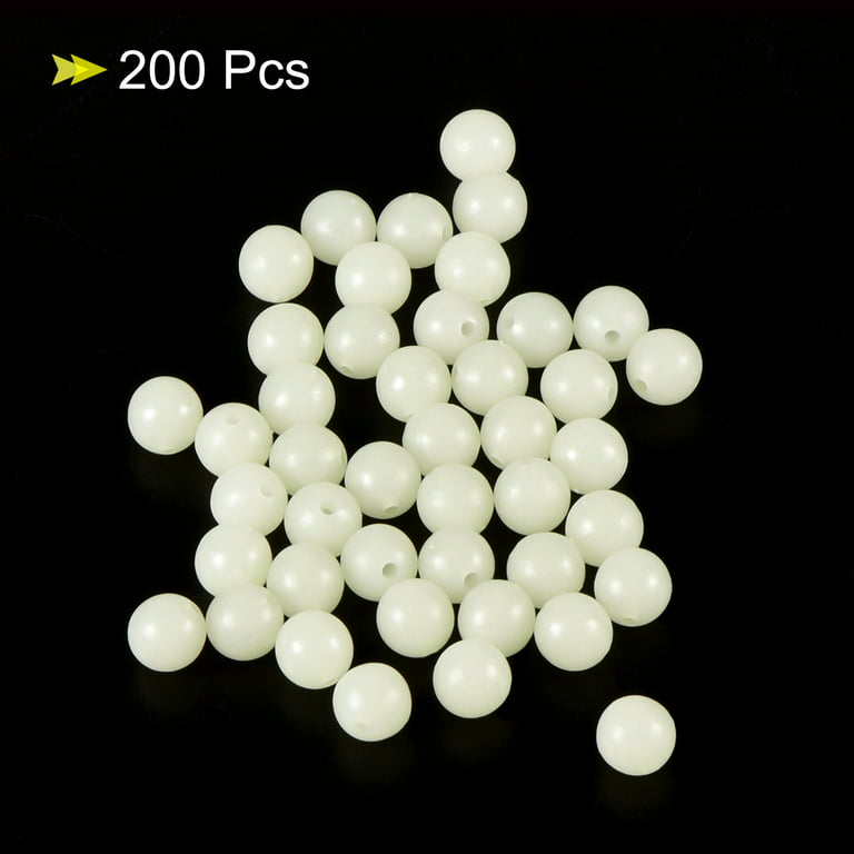 Uxcell 7mm Round Soft Plastic Luminous Glow Fishing Beads Tackle Tool White  200 Pieces