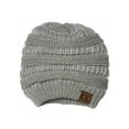thumbnail image 2 of Metallic Silver Thick Knit Soft Stretch Beanie Cap, 2 of 2