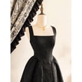thumbnail image 6 of Black Jacquard A-Line Midi Dress With Square Neck And Pockets, 6 of 8