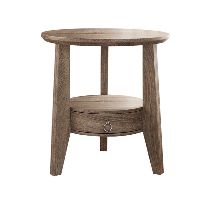 Bowery Hill Table d'Appoint 1 Tiroir en Taupe Foncée