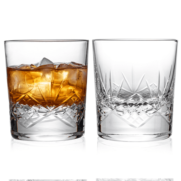 Old Fashioned Whiskey Glasses – Floral Cut