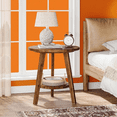 thumbnail image 3 of AsterOutdoor Solid Wood Round End Table - 2-Tier Rustic Nightstand for Living Room, Bedroom, Sofa Side Table with Lower Shelf, Natural Fir Accent Table, 3 of 6