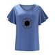thumbnail image 4 of Camiseta informal para mujer, blusa estampada con volantes, manga corta, cuello en V, Tops Fridja  ghk6809, 4 of 5