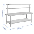 thumbnail image 4 of HOBLOC NSF Stainless Steel Table, 60" X 36" Work Table with 60" X 12" Shelf, Metal Table Prep Table for Home Kitchen Restaurant Garage Warehouse Outdoor, 4 of 7