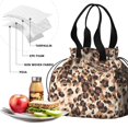 thumbnail image 4 of Beige and Brown Leopard Pattern Drawstring Lunch Bag Women - Drawstring Lunch Bag Insulated for Work Office - Stain-Resistant Large Lunchbags for Women with Multi-Pockets, 4 of 6