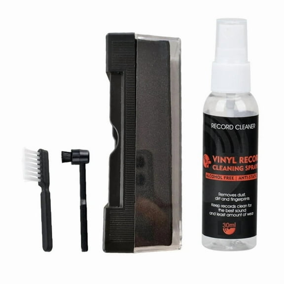 Antistatic Vinyls Record Cleaning Kit 4 in 1 with Microfibre Brush Cleaning Fluid for Optimals Audios Performances