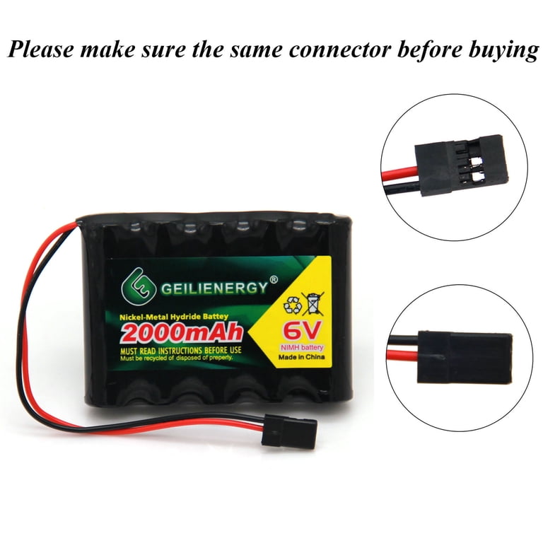 Receiver Rx Battery 6V RX Battery For Toys NiMH Receiver RX Battery 6V 2000mAh With Hitec ...