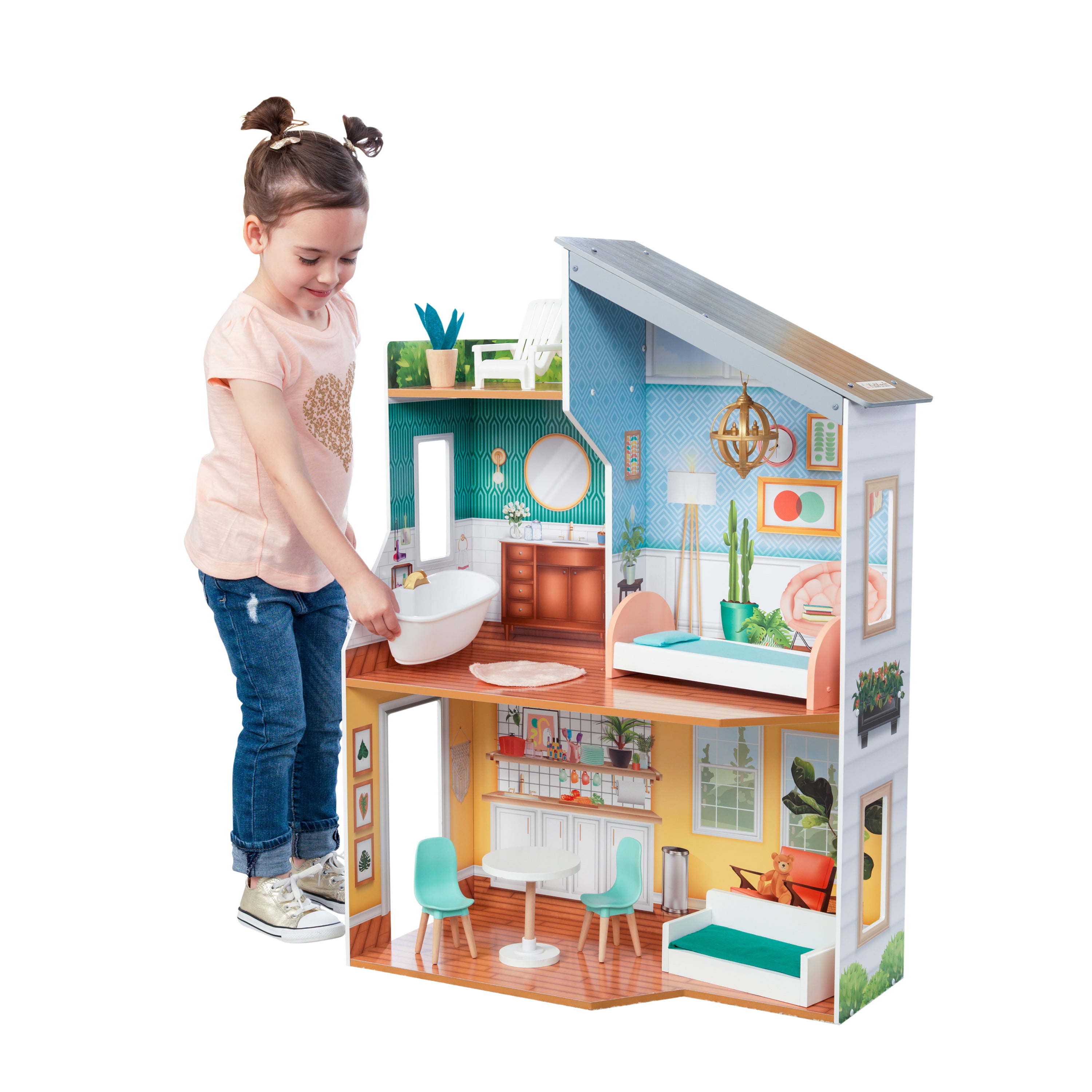KidKraft Emily Wooden Dollhouse with 10 Accessories Included