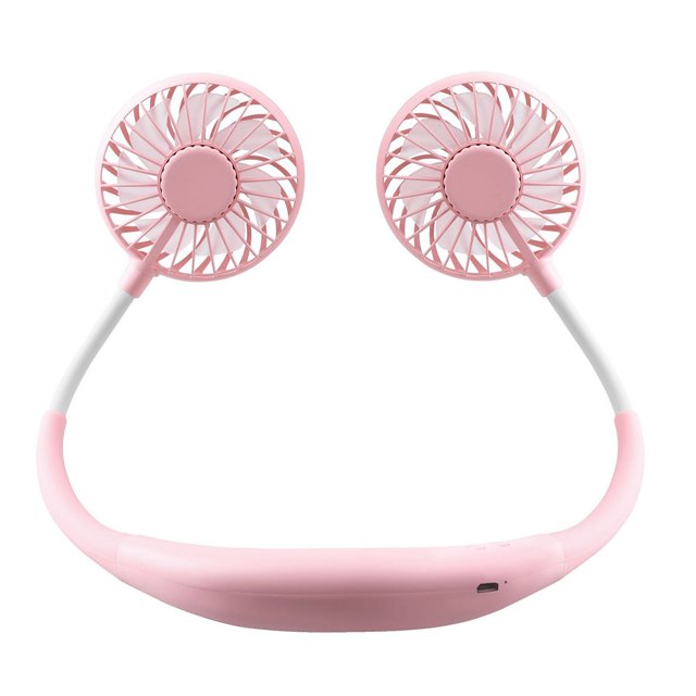 Ventilador de refrigeración doble para colgar en el cuello perezoso recargable por USB Viaje al aire libre Interior Ventilador de banda para el cuello portátil Jumpingount JJ22789-10
