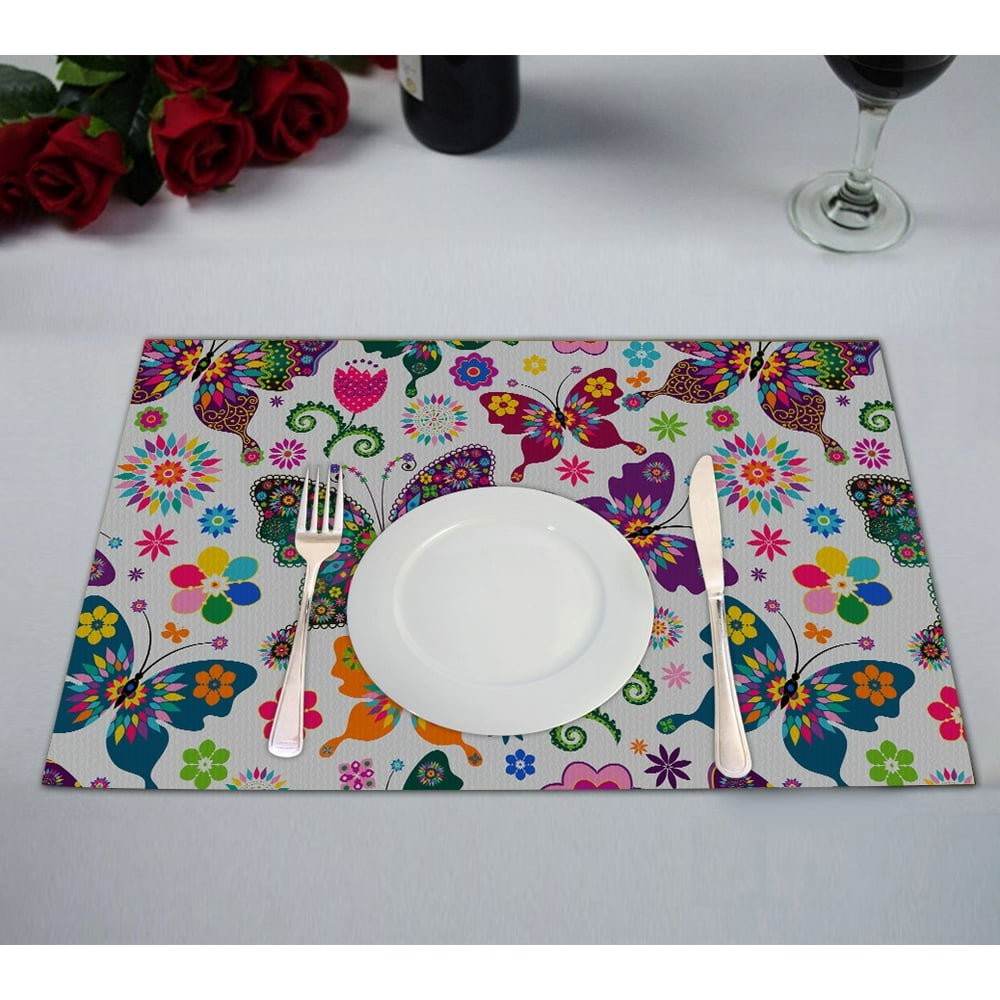 GCKG Butterflies Placemat,Beatiful Flying Butterflies Table Placemat