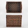 thumbnail image 3 of Rectangular Wicker Basket, Woven Wooden Storage Tray with Handles for Gift Bread (Dark Brown) C104, 3 of 3