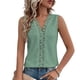 thumbnail image 1 of Camisa sin mangas de encaje Blusa Color liso Escote en V Blusa hueca para mujer Dama Citas Verano Verde XL, 1 of 6