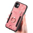 thumbnail image 4 of Nalacover For iPhone 12 Case Ring Holder Kickstand with Credit Card Holder, Back Flip Premium Leather Magnetic Clasp Removable Wirst Hand Strap Cover For iPhone 12, Pink, 4 of 8