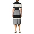 thumbnail image 3 of INSPIRE CHIC Womens Knit Striped Dresses 2024 Short Sleeve Midi Ribbed Sweater Dress XL Grey, 3 of 4
