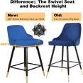 Counter Height Bar Stools 360° Swivel Velvet Barstool with Comfy Back