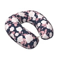 thumbnail image 2 of Xecao Leaves Flower Print Memory Foam Cervical Neck Pillow Versatile U-Shaped Pillows for Home,Office,Camping,Travelling,Soft Washable Cover, 2 of 8