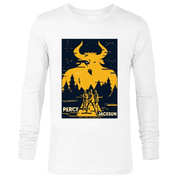 Disney Percy Jackson Three Heroes Against the Minotaur - Long Sleeve T-Shirt for Men - Customized-White