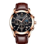 POEDAGAR Men Watches New Fashion Leather Waterproof Luminous Luxury Mens Quartz Wristwatch