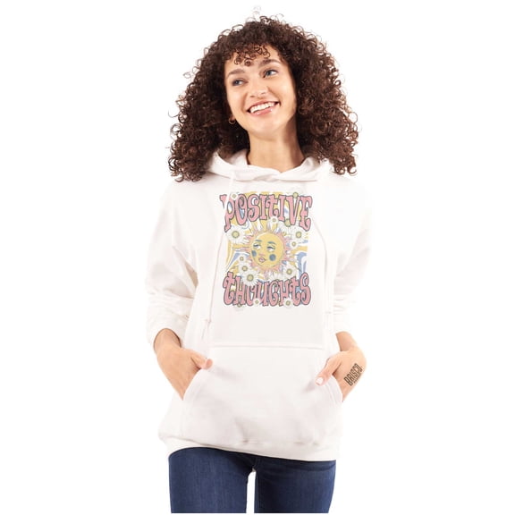 Boho Positive Thoughts Celestial Sun Hoodie Sweatshirt Women Brisco Brands S