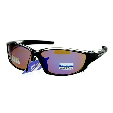 Arctic Blue Bluetech Mirrored Lens Runners Warp Sport Sunglasses All Black