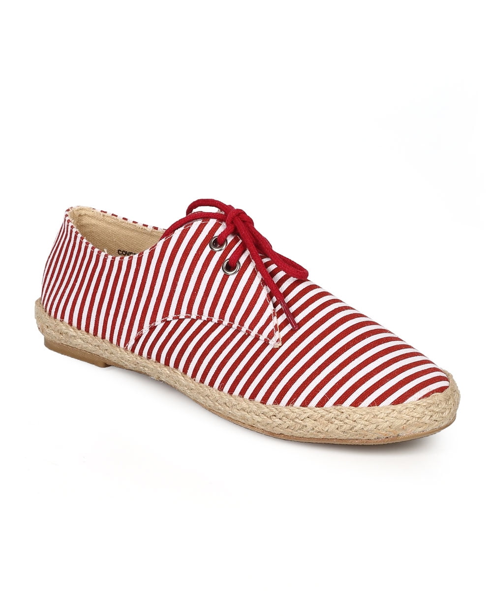 Refresh CG94 Women Fabric Stripe Lace Up Espadrille Loafer Flat