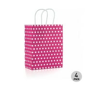 LIVINGbasics Gift Bag Kraft Paper Bag Polka Dot Bag With Paper Handle- Medium, 4Pcs