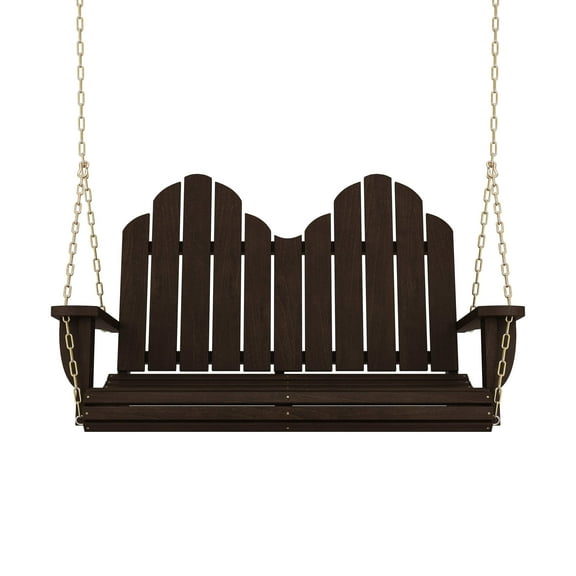 Amish Casual Adirondack Heavy Duty Porch Swing, Semi-Solid Black Stain