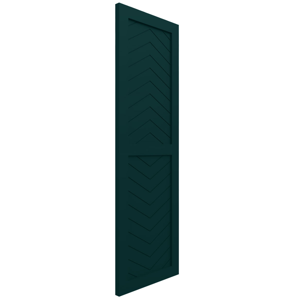 Ekena Millwork 12"W x 51"H True Fit PVC Two Panel Chevron Modern Style Fixed Mount Shutters, Thermal Green (Per Pair - Hardware Not Included)