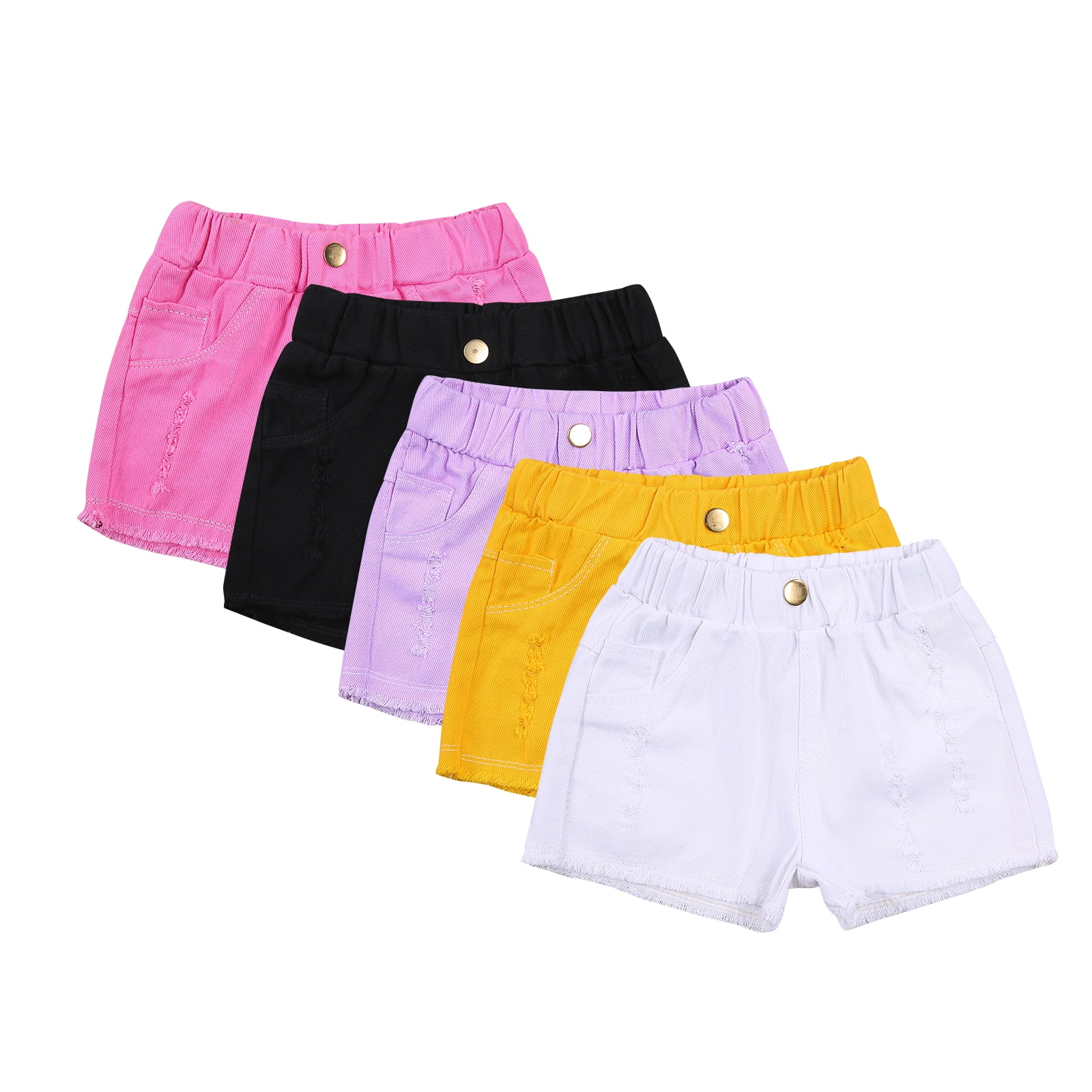 Shorts D'Été Déchirés En Denim Extensible Pour Filles - KIDSCOOL SPACE, Tailles 5 à 14 Ans