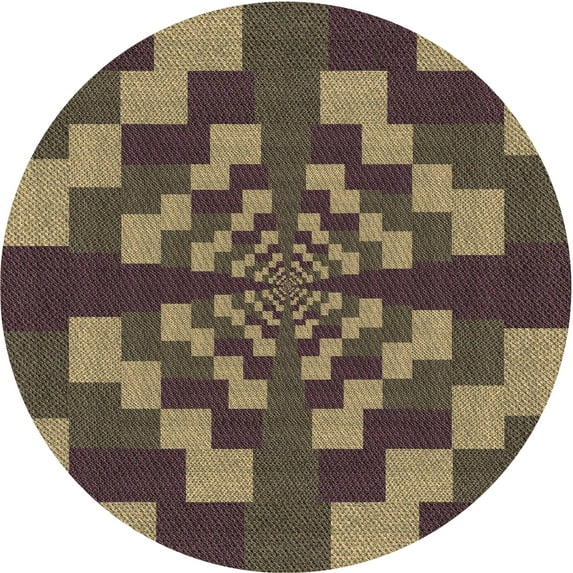 Ahgly Company Machine Washable Indoor Round Transitional Burgundy Brown Area Rugs, 6' Round